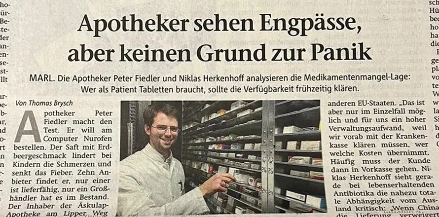 Apotheker in Marl sieht Medikamenten-Engpass, aber keinen Grund zur Panik